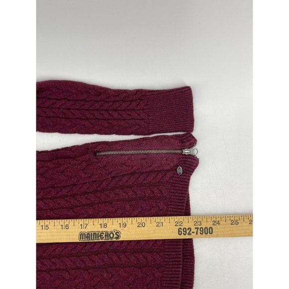 American Eagle Outfitters Burgundy Cable Knit Cardigan Sweater Zippers Size S - Picture 11 of 12